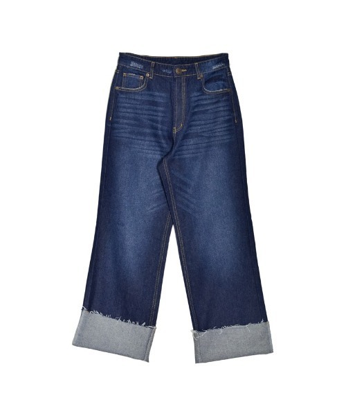 Re:EDIT（リエディ）の「[神山まりあさん着用][低身長サイズ有]コットンロールアップデニムパンツ（デニムパンツ・レディース・ネイビー/ブルー系/ホワイト系/ブルー/ホワイト/ネイビー系・LARGE/MEDIUM/SHORT）」の14枚目の写真