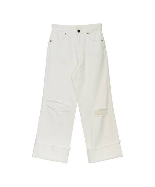 Re:EDIT（リエディ）の「[神山まりあさん着用][低身長サイズ有]コットンロールアップデニムパンツ（デニムパンツ・レディース・ネイビー/ブルー系/ホワイト系/ブルー/ホワイト/ネイビー系・LARGE/MEDIUM/SHORT）」の15枚目の写真