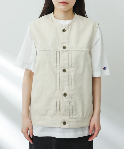 Lee（リー）の「『別注』Lee×SENSE OF PLACE　デニムベスト（ベスト・レディース・ワンウォッシュ/アイボリー・ONE）」の15枚目の写真