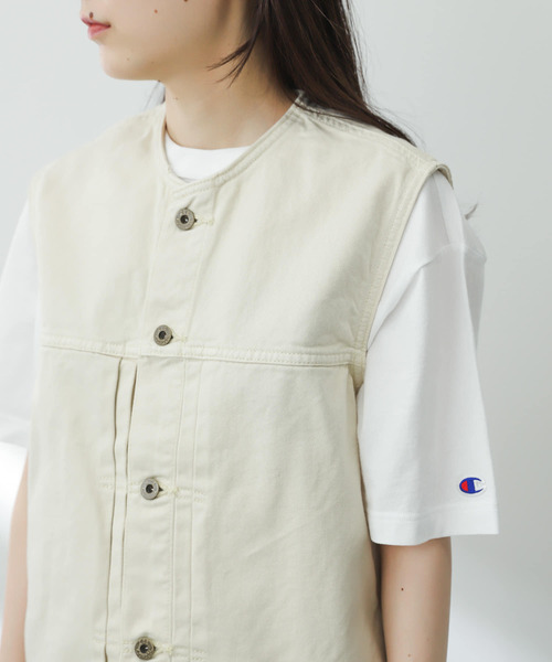 Lee（リー）の「『別注』Lee×SENSE OF PLACE　デニムベスト（ベスト・レディース・ワンウォッシュ/アイボリー・ONE）」の19枚目の写真