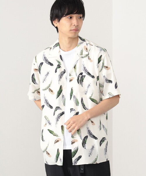 BEAMS HEART（ビームスハート）の「プリント オープンカラー シャツ（シャツ/ブラウス・メンズ・ホワイト系その他/ホワイト系その他2/ブラック/ベージュ/ダークグリーン/ホワイト系その他3/グリーン系その他5/ダークブラウン/ブルー・SMALL/MEDIUM/LARGE）」の6枚目の写真