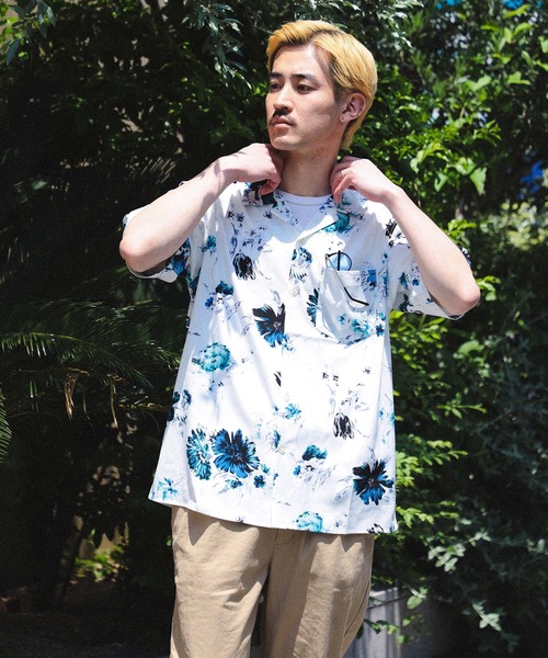 BEAMS HEART（ビームスハート）の「プリント オープンカラー シャツ（シャツ/ブラウス・メンズ・ホワイト系その他/ホワイト系その他2/ブラック/ベージュ/ダークグリーン/ホワイト系その他3/グリーン系その他5/ダークブラウン/ブルー・SMALL/MEDIUM/LARGE）」の12枚目の写真