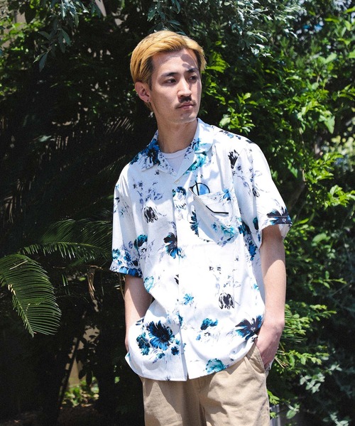 BEAMS HEART（ビームスハート）の「プリント オープンカラー シャツ（シャツ/ブラウス・メンズ・ホワイト系その他/ホワイト系その他2/ブラック/ベージュ/ダークグリーン/ホワイト系その他3/グリーン系その他5/ダークブラウン/ブルー・SMALL/MEDIUM/LARGE）」の13枚目の写真