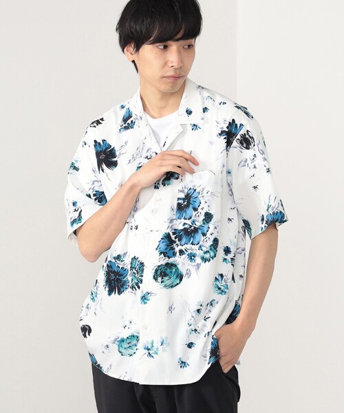 BEAMS HEART（ビームスハート）の「プリント オープンカラー シャツ（シャツ/ブラウス・メンズ・ホワイト系その他/ホワイト系その他2/ブラック/ベージュ/ダークグリーン/ホワイト系その他3/グリーン系その他5/ダークブラウン/ブルー・SMALL/MEDIUM/LARGE）」の14枚目の写真