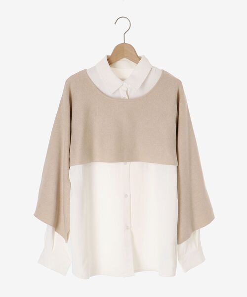MAJESTIC LEGON(マジェスティックレゴン)の「シャツsetショートスリットニット(シャツ/ブラウス・レディース・ベージュ/ブルー/ライトグリーン・MEDIUM)」の8枚目の写真