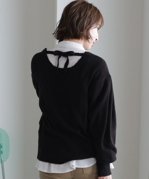 ElegChic(エレグシック)の「カシュクールショート丈セーター(ニット/セーター・レディース・バーガンディー/ベージュ/ブラック/グレー・XL/M/4L)」の8枚目の写真