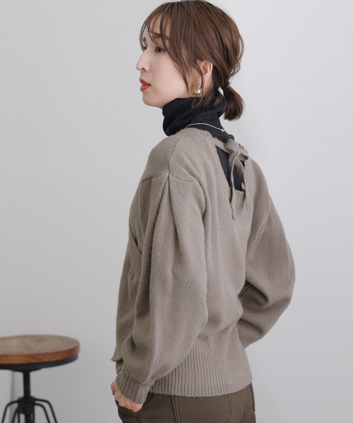 ElegChic(エレグシック)の「カシュクールショート丈セーター(ニット/セーター・レディース・バーガンディー/ベージュ/ブラック/グレー・XL/M/4L)」の16枚目の写真
