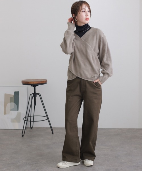 ElegChic(エレグシック)の「カシュクールショート丈セーター(ニット/セーター・レディース・バーガンディー/ベージュ/ブラック/グレー・XL/M/4L)」の22枚目の写真