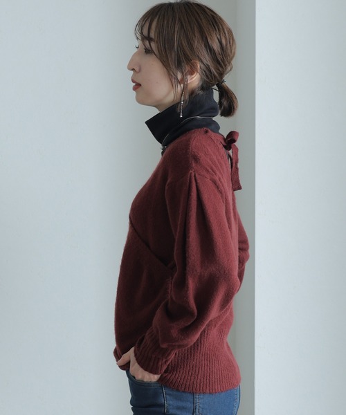 ElegChic(エレグシック)の「カシュクールショート丈セーター(ニット/セーター・レディース・バーガンディー/ベージュ/ブラック/グレー・XL/M/4L)」の17枚目の写真