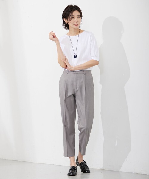 J.PRESS Ladies(J.プレス レディス)の「コットンリブ タックスリーブ カットソー(Tシャツ/カットソー・レディース・ライトグレー系/ホワイト系/ブラウン系/ネイビー系・SMALL)」の7枚目の写真