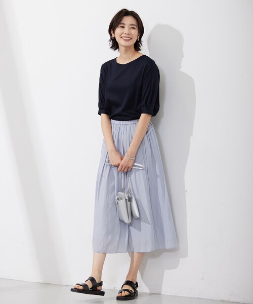 J.PRESS Ladies(J.プレス レディス)の「コットンリブ タックスリーブ カットソー(Tシャツ/カットソー・レディース・ライトグレー系/ホワイト系/ブラウン系/ネイビー系・SMALL)」の14枚目の写真