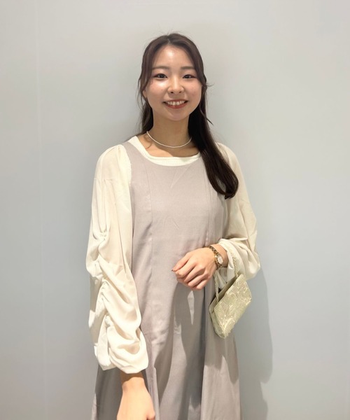 flower（フラワー）の「レディフレアワンピース（ワンピース・レディース・グレー/アイボリー・FREE）」の9枚目の写真