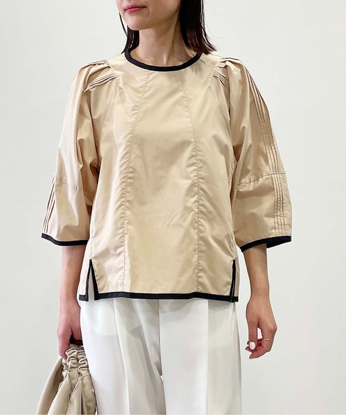 PICCIN（ピッチン）の「ピンタックボリュームスリーブブラウス（シャツ/ブラウス・レディース・ネイビー/ベージュ/オフホワイト・M）」の19枚目の写真