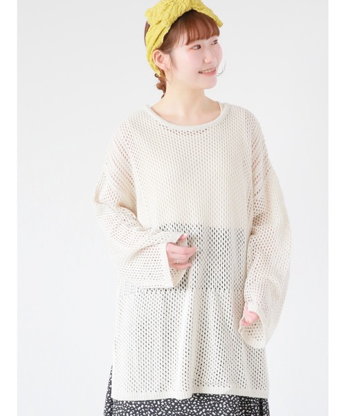 ehka sopo（エヘカソポ）の「透かし編みビッグプルオーバー（その他トップス・レディース・キナリ/ベージュ/グリーン・ﾌﾘ-）」の2枚目の写真