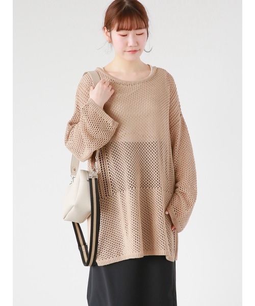 ehka sopo（エヘカソポ）の「透かし編みビッグプルオーバー（その他トップス・レディース・キナリ/ベージュ/グリーン・ﾌﾘ-）」の7枚目の写真