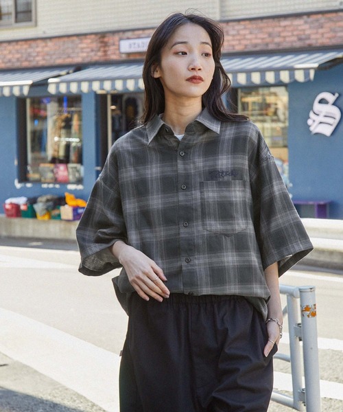 セール】【retock's】ロゴ刺繍 オンブレチェック ビッグ