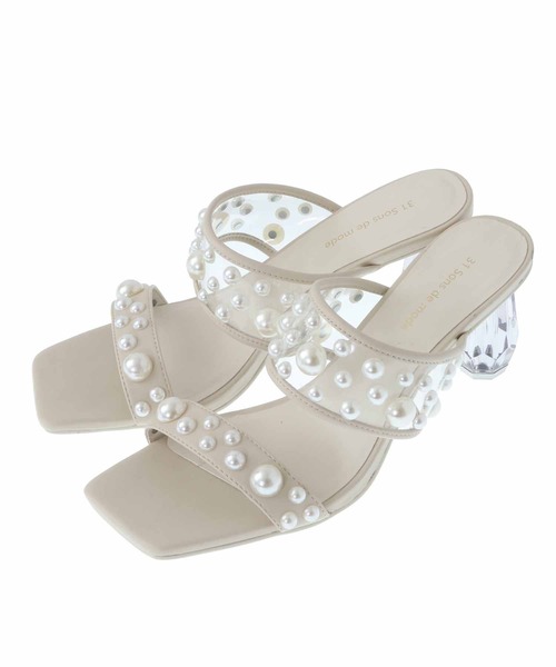 31 Sons de mode（トランテアン　ソン　ドゥ　モード）の「クリアパールサンダル（サンダル・レディース・ブラック/クリーム・L/S/M）」の12枚目の写真