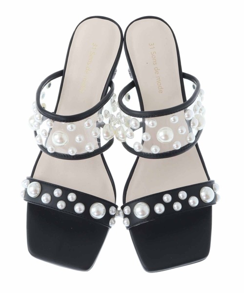 31 Sons de mode（トランテアン　ソン　ドゥ　モード）の「クリアパールサンダル（サンダル・レディース・ブラック/クリーム・L/S/M）」の14枚目の写真