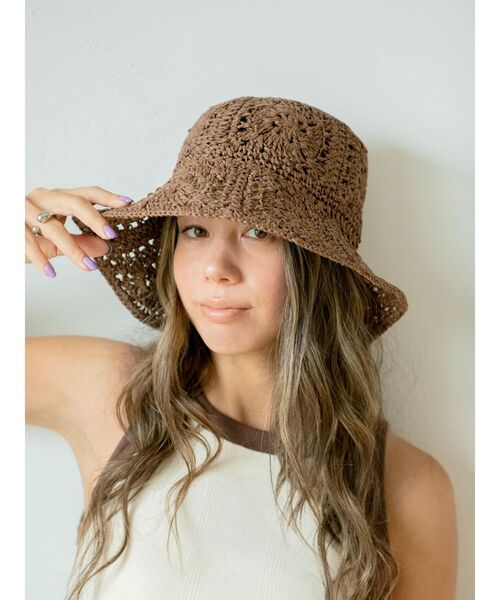 Ungrid（アングリッド）の「透かし編みハット（ハット・レディース・ブラック/ブラウン/ベージュ・FREE）」の4枚目の写真