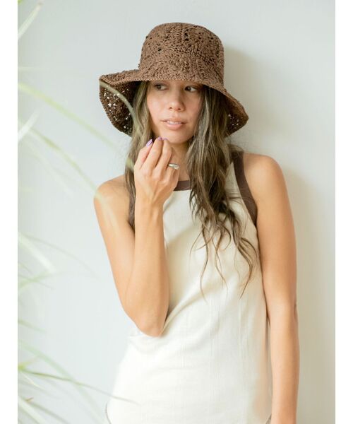 Ungrid（アングリッド）の「透かし編みハット（ハット・レディース・ブラック/ブラウン/ベージュ・FREE）」の5枚目の写真