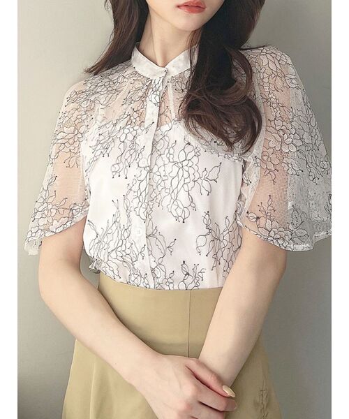 RESEXXY（リゼクシー）の「ケープデザインレースブラウス（シャツ/ブラウス・レディース・ホワイト/その他1/ブラック・FREE）」の3枚目の写真