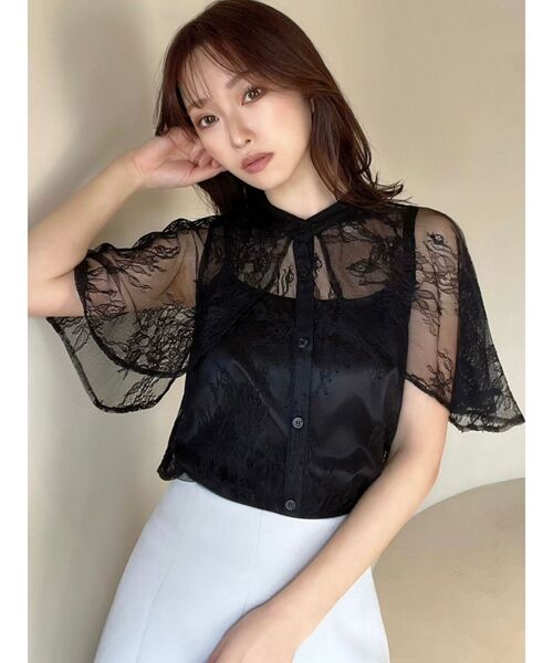 RESEXXY（リゼクシー）の「ケープデザインレースブラウス（シャツ/ブラウス・レディース・ホワイト/その他1/ブラック・FREE）」の5枚目の写真