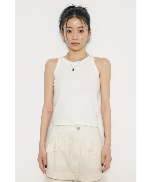 LAGUA GEM(ラグアジェム)の「USEFUL タンクトップ(タンクトップ・レディース・ネイビー系1/杢グレー/ブラック/ホワイト・FREE)」の6枚目の写真