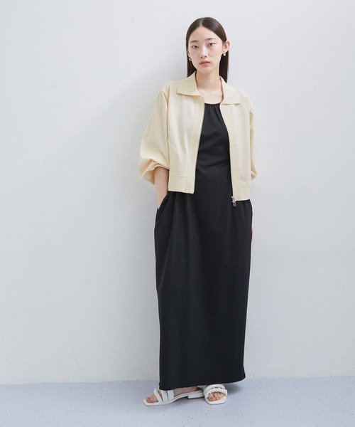 ADAM ET ROPE'(アダムエロペ)の「【サステナブル・UVカット】クロップドZIPカーディガン(カーディガン/ボレロ・レディース・ブラック/ベージュ/ピンク・FREE)」の6枚目の写真