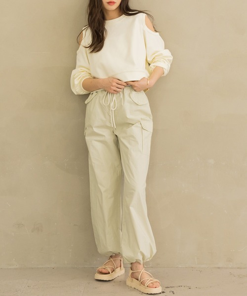 DAY CLOSET（デイ クローゼット）の「レディース ラフシルエットバルーンカーゴパンツ（カーゴパンツ・レディース・ピンク/アイボリー・S/M/L）」の9枚目の写真