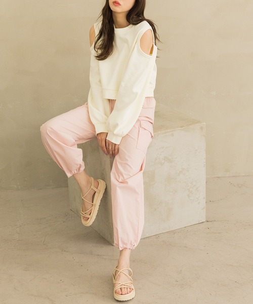 DAY CLOSET（デイ クローゼット）の「レディース ラフシルエットバルーンカーゴパンツ（カーゴパンツ・レディース・ピンク/アイボリー・S/M/L）」の16枚目の写真