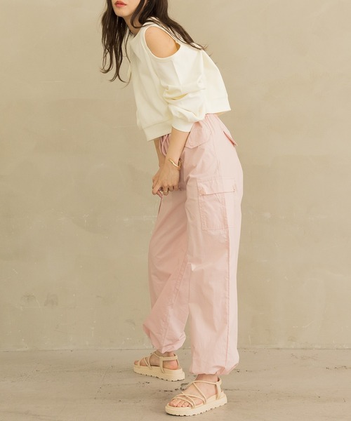DAY CLOSET（デイ クローゼット）の「レディース ラフシルエットバルーンカーゴパンツ（カーゴパンツ・レディース・ピンク/アイボリー・S/M/L）」の19枚目の写真