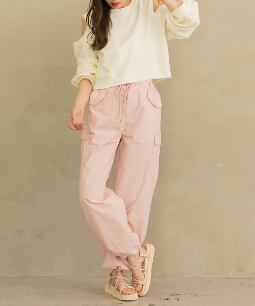 DAY CLOSET（デイ クローゼット）の「レディース ラフシルエットバルーンカーゴパンツ（カーゴパンツ・レディース・ピンク/アイボリー・S/M/L）」の21枚目の写真