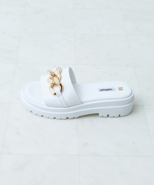 attagirl(アタガール)の「厚底チェーンモチーフミュールサンダル(サンダル・レディース・ホワイト/ブラック/オレンジ・LL/S/M/L)」の7枚目の写真