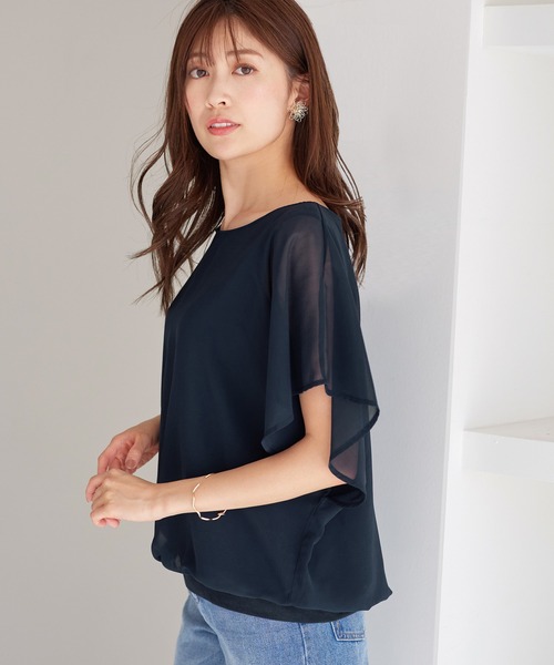 alotta(アロッタ)の「インナー付袖フリルシフォンブラウス(シャツ/ブラウス・レディース・ライトグレー/ブラック/コバルトブルー/オフホワイト/ピンク/グレイッシュベージュ/ネイビー・MEDIUM/LARGE/XX-LARGE/X-LARGE/XXXX-LARGE/XXX-LARGE)」の16枚目の写真