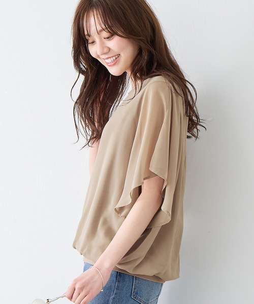 alotta(アロッタ)の「インナー付袖フリルシフォンブラウス(シャツ/ブラウス・レディース・ライトグレー/ブラック/コバルトブルー/オフホワイト/ピンク/グレイッシュベージュ/ネイビー・MEDIUM/LARGE/XX-LARGE/X-LARGE/XXXX-LARGE/XXX-LARGE)」の20枚目の写真