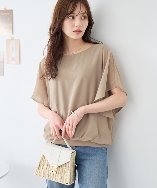alotta(アロッタ)の「インナー付袖フリルシフォンブラウス(シャツ/ブラウス・レディース・ライトグレー/ブラック/コバルトブルー/オフホワイト/ピンク/グレイッシュベージュ/ネイビー・MEDIUM/LARGE/XX-LARGE/X-LARGE/XXXX-LARGE/XXX-LARGE)」の19枚目の写真