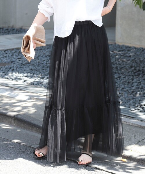 NOLLEY’S（ノーリーズ）の「◇【WEB限定】チュールスカート（スカート・レディース・ブラック/オリーブ・38/36）」の11枚目の写真