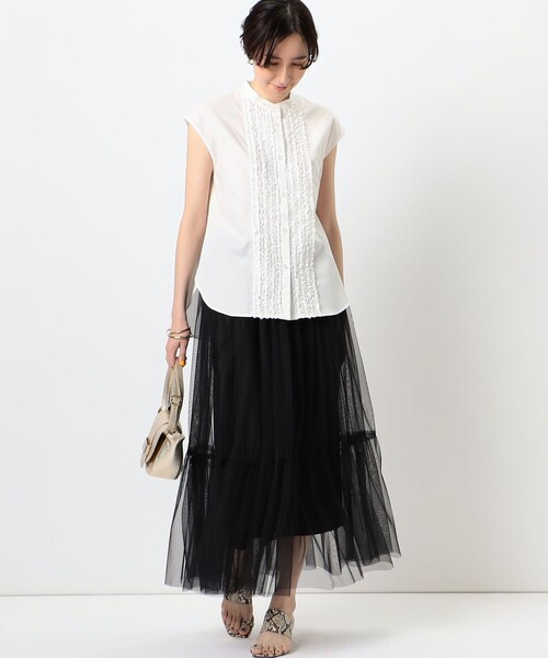 NOLLEY’S（ノーリーズ）の「◇【WEB限定】チュールスカート（スカート・レディース・ブラック/オリーブ・38/36）」の7枚目の写真