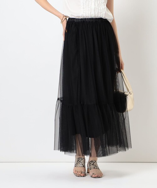 NOLLEY’S（ノーリーズ）の「◇【WEB限定】チュールスカート（スカート・レディース・ブラック/オリーブ・38/36）」の4枚目の写真