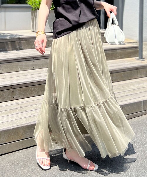 NOLLEY’S（ノーリーズ）の「◇【WEB限定】チュールスカート（スカート・レディース・ブラック/オリーブ・38/36）」の16枚目の写真