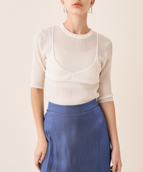 Solace（ソレイス）の「ビスチェドッキングシアートップス（ニット/セーター・レディース・アイボリー/ミント/ピンク・FREE）」の20枚目の写真