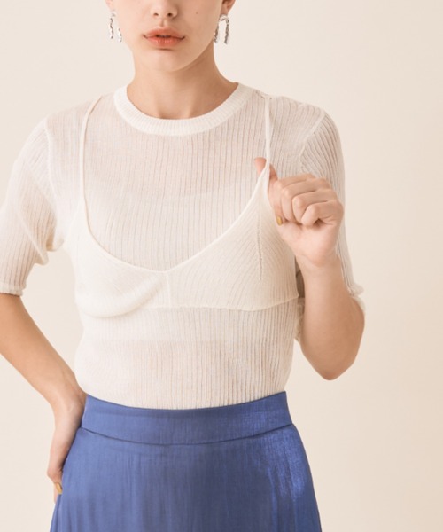 Solace（ソレイス）の「ビスチェドッキングシアートップス（ニット/セーター・レディース・アイボリー/ミント/ピンク・FREE）」の21枚目の写真