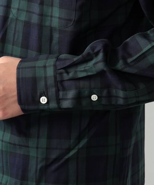 新品 ビームスエフ チェックタブカラーシャツ39 15 1/2 オンブレ