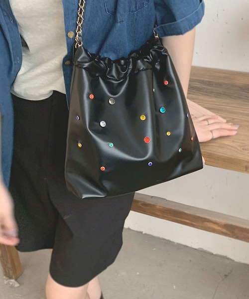 LOPASS（ロパス）の「ビーズ付けショルダーバッグ（ショルダーバッグ・レディース・シルバー/ブラック/ピンク/ホワイト・FREE）」の2枚目の写真