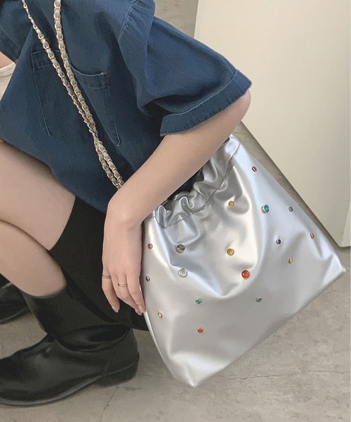 LOPASS（ロパス）の「ビーズ付けショルダーバッグ（ショルダーバッグ・レディース・シルバー/ブラック/ピンク/ホワイト・FREE）」の14枚目の写真