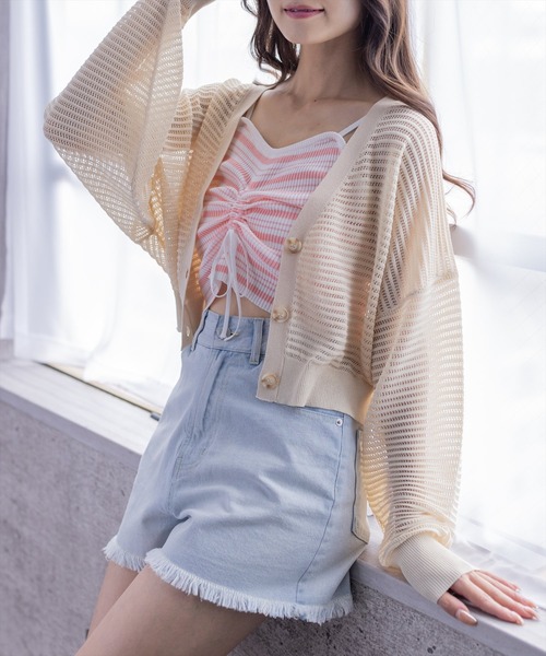 clear（クリア）の「フロントドロストキャミソール ≪2024SS≫（キャミソール・レディース・ベージュ/ブラック/ピンク/グリーン・F）」の22枚目の写真