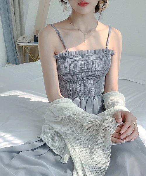 gossip!ロサンゼルス(ゴシップロサンゼルス)の「YUGA サスペンダー フレアワンピース(ワンピース・レディース・ピンク/オフホワイト/ブルー/グレー・FREE)」の13枚目の写真