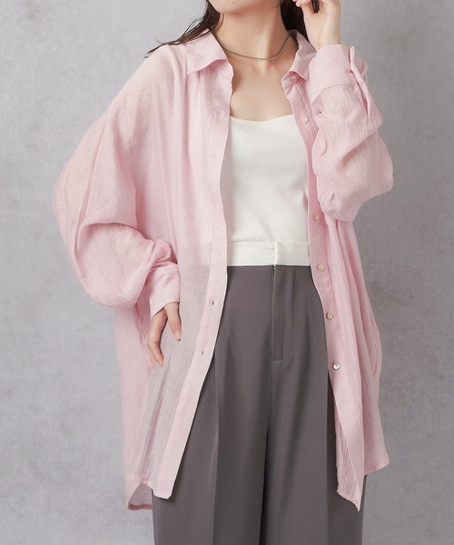 Lull（ルル）の「【Lull / ルル】テンセルシアーオーバーシャツ（シャツ/ブラウス・レディース・ラベンダー/オフホワイト/ピンク/ネイビー・ONESIZE）」の9枚目の写真