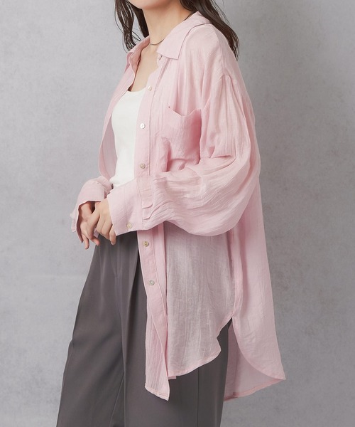 Lull（ルル）の「【Lull / ルル】テンセルシアーオーバーシャツ（シャツ/ブラウス・レディース・ラベンダー/オフホワイト/ピンク/ネイビー・ONESIZE）」の13枚目の写真