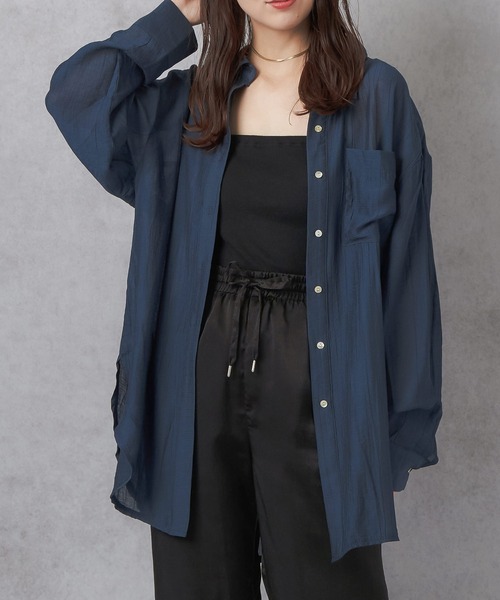 Lull（ルル）の「【Lull / ルル】テンセルシアーオーバーシャツ（シャツ/ブラウス・レディース・ラベンダー/オフホワイト/ピンク/ネイビー・ONESIZE）」の5枚目の写真